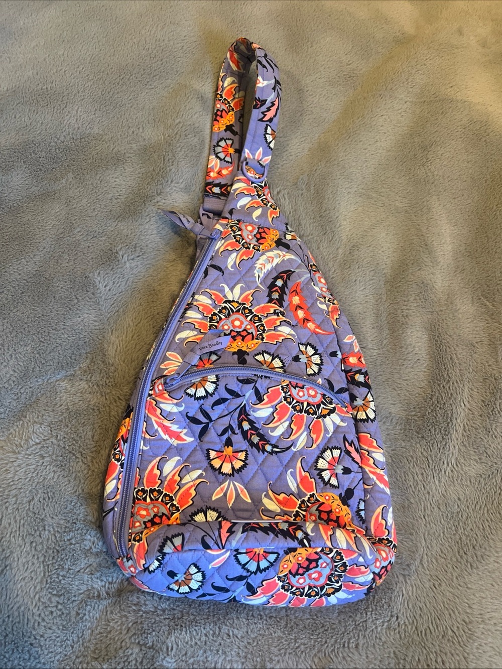 Vera Bradley Mural Garden Essential Compact Sling Bag Backpack Crossbody Purple